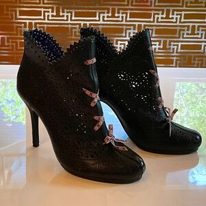 Juicy Couture Decorative Perforated Leather Ankle Boot